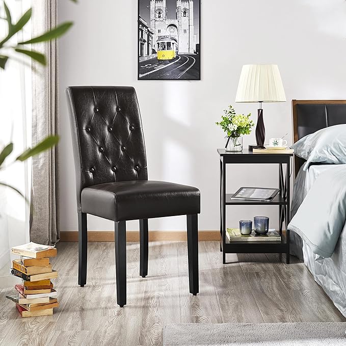 Yaheetech Dining Chairs Set of 4 Modern Style Faux Leather Dining Room Chairs - Image 7