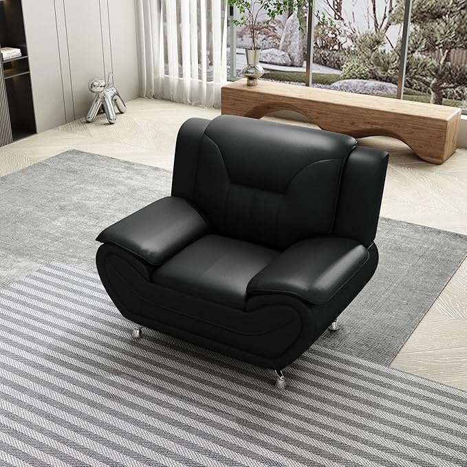 Container Furniture Direct Michael Modern Faux Leather Upholstered Stainless - Image 14