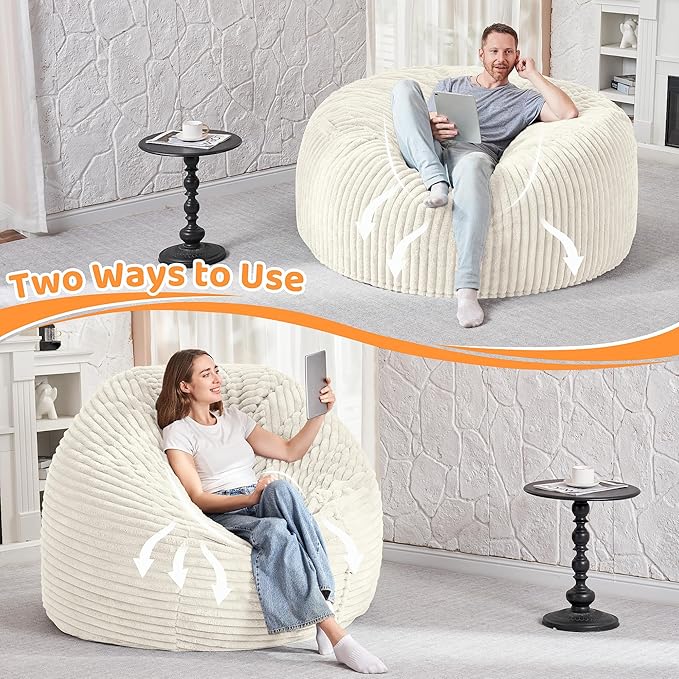 HABUTWAY 3FT Bean Bag Chair, Memory Foam Beanbag Chair - Image 6
