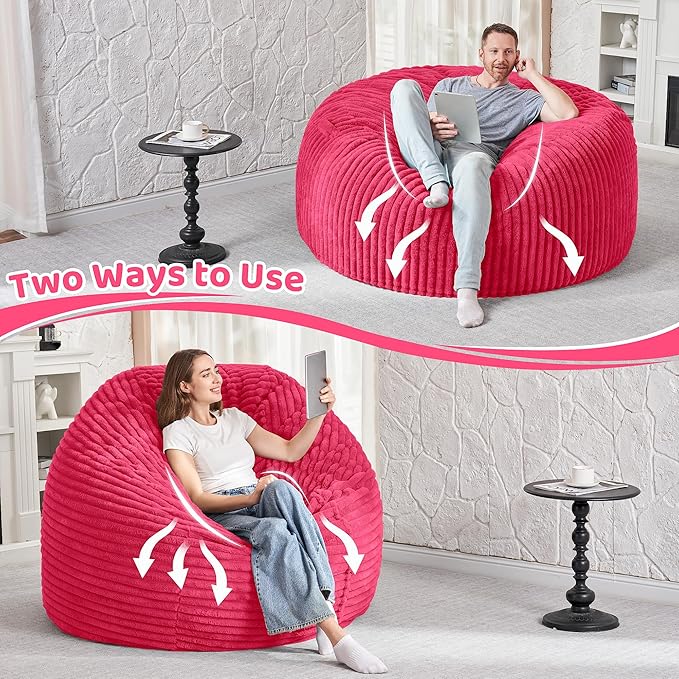 HABUTWAY 4FT Bean Bag Chair, Memory Foam Beanbag Chair - Image 6