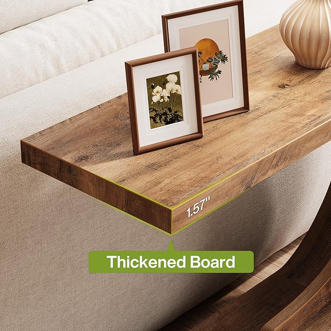LITTLE TREE 43.3-Inch Farmhouse Console Table, 2-Tier C-Shaped Sofa Table - Image 5