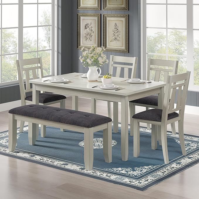 6-Piece Solid Wood Dining Table Set by Peatuk