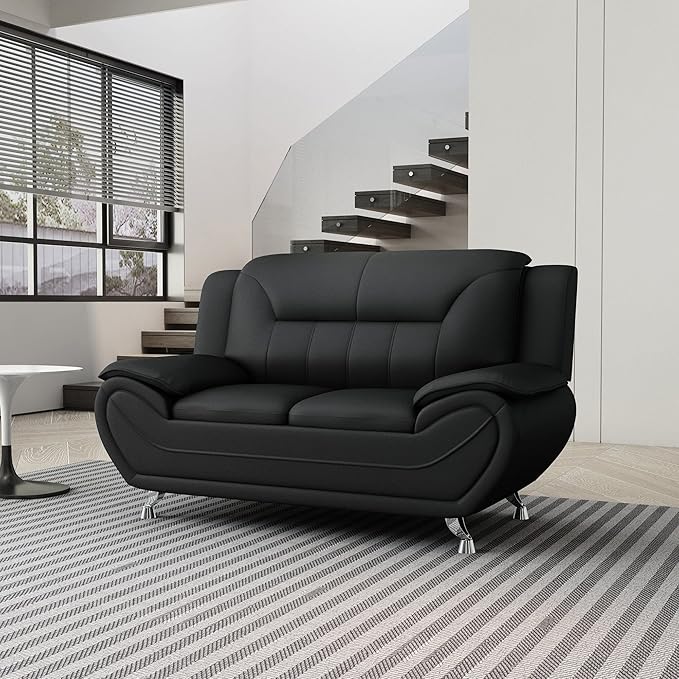 Container Furniture Direct Michael Modern Faux Leather Upholstered Stainless - Image 11