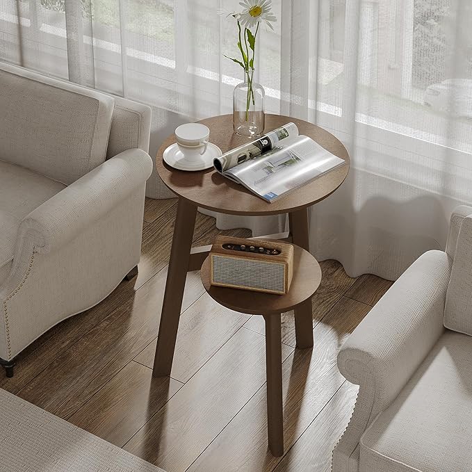 ChooChoo Round End Table Set of 2, Narrow Side Table - Image 5