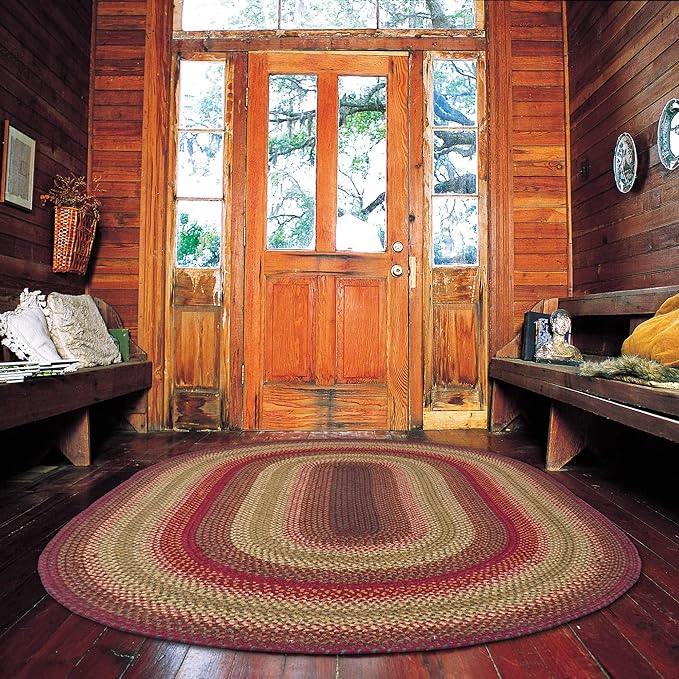 Cider Barn Cranberry Red Braided Oval Rug, 4x6' by Homespice