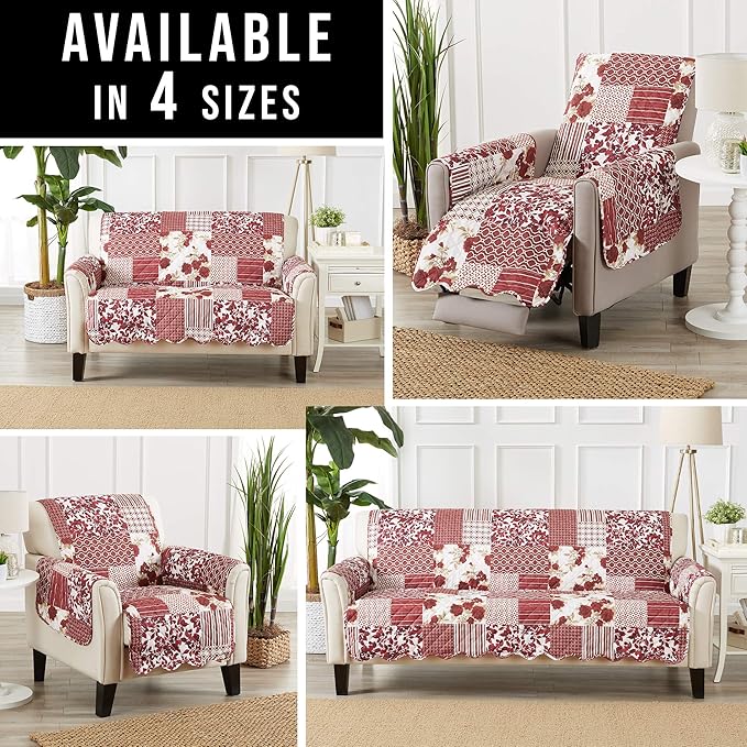 Great Bay Home Patchwork Scalloped Printed Furniture Protector Stain Resistant - Image 6