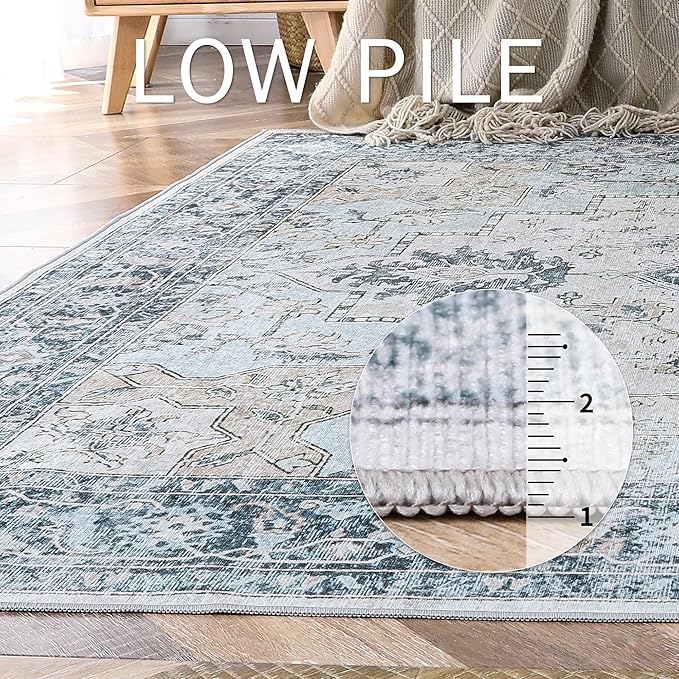 GENIMO Runner Rug 2x5, Machine Washable Non Slip Vintage Runner Rug, Low Pile - Image 5