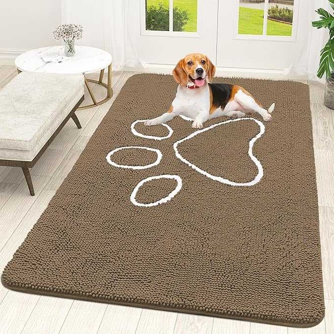 OLANLY Door Mat for Muddy Dog Paws 70x46, Ultra Absorbent Chenille Mud Doormat by OLANLY