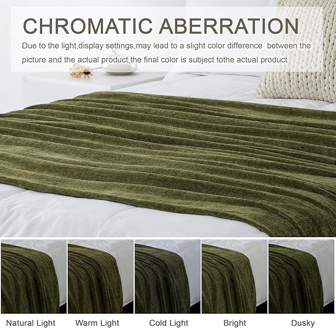 Chenille Throw Blanket for Couch 50"X 60", Soft Cozy Throws - Image 2