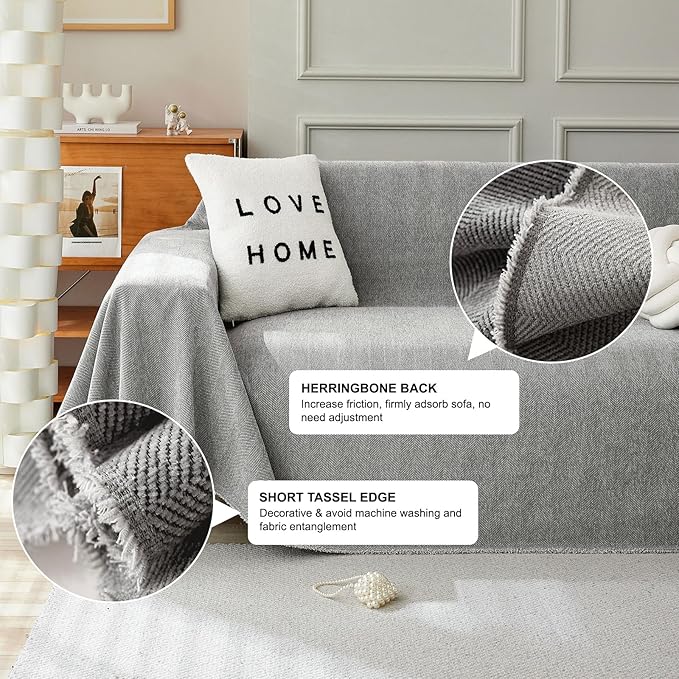 STACYPIK Soft Dark Gray Couch Cover - Image 2