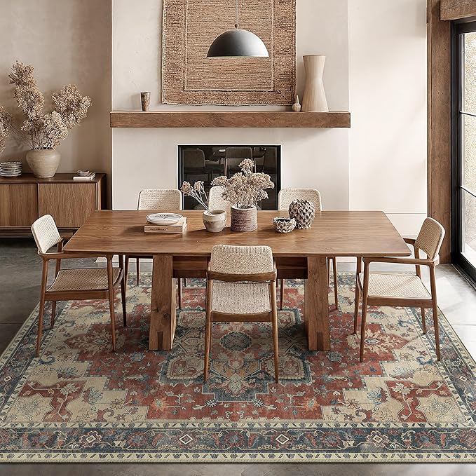 GENIMO 10x14 Area Rugs for Living Room, Machine Washable Non Slip Vintage Rugs - Image 2