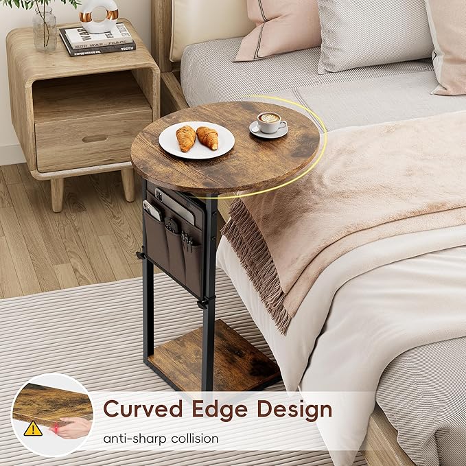 Vagusicc C Shaped End Table, Adjustable Height Small Side Table - Image 3