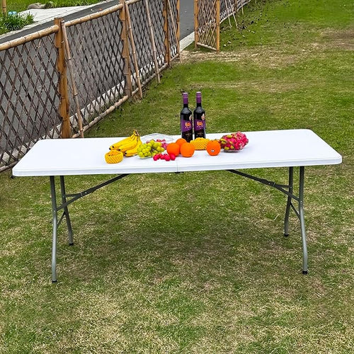 2 PCS 70.8" W X 29" D X 29" H - 6 ft White Folding Table White Portable Heavy - Image 2