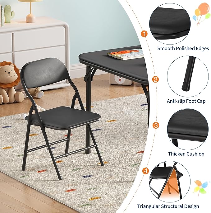 IDEALHOUSE 3 Piece Folding Kids Table and Chairs Set, Children Activity Table - Image 5