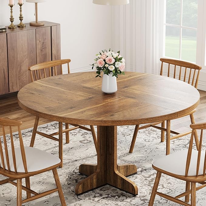 GarveeHome Round Dining Table for 4, 47 Inch Farmhouse Circle Kitchen Table - Image 2