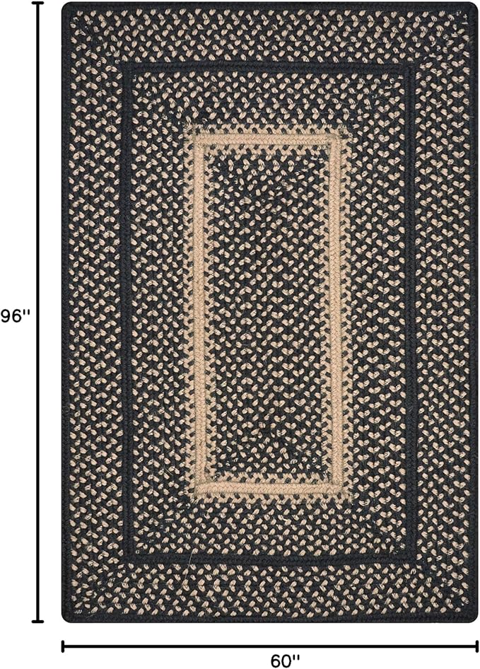 Homespice Manchester Black Braided Area Rugs, 5x8' Rectangle - Image 2