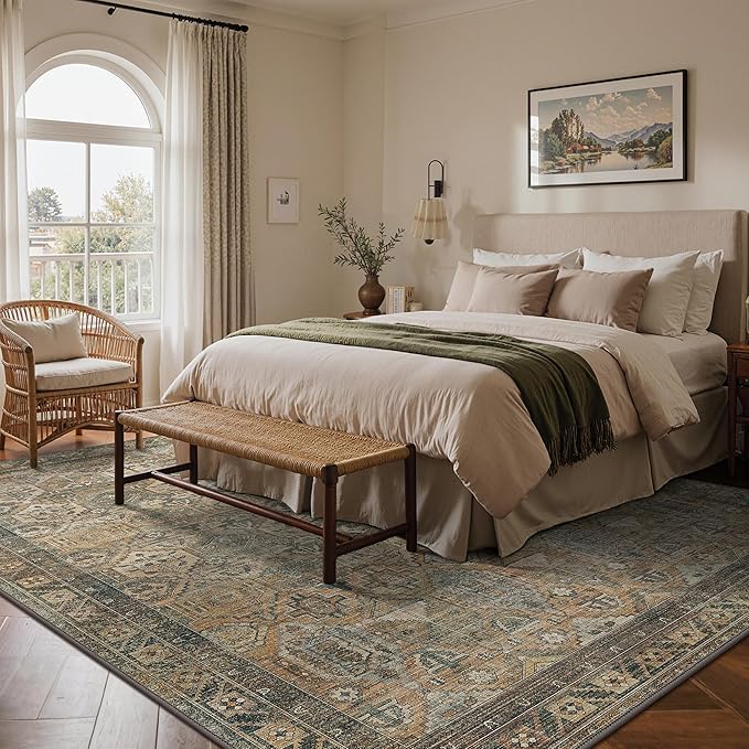 GENIMO 4x6 Area Rugs for Living Room, Machine Washable Non Slip Vintage Rugs - Image 3