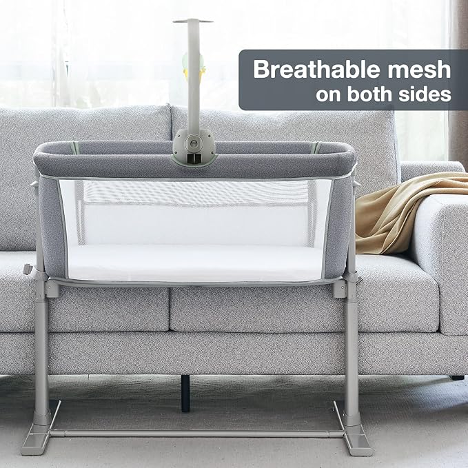 RONBEI Baby Bassinet Bedside Sleeper, Height Adjustable Bedside Bassinet - Image 4