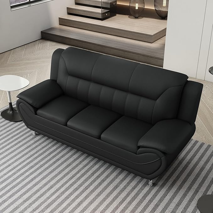 Container Furniture Direct Michael Modern Faux Leather Upholstered Stainless - Image 13