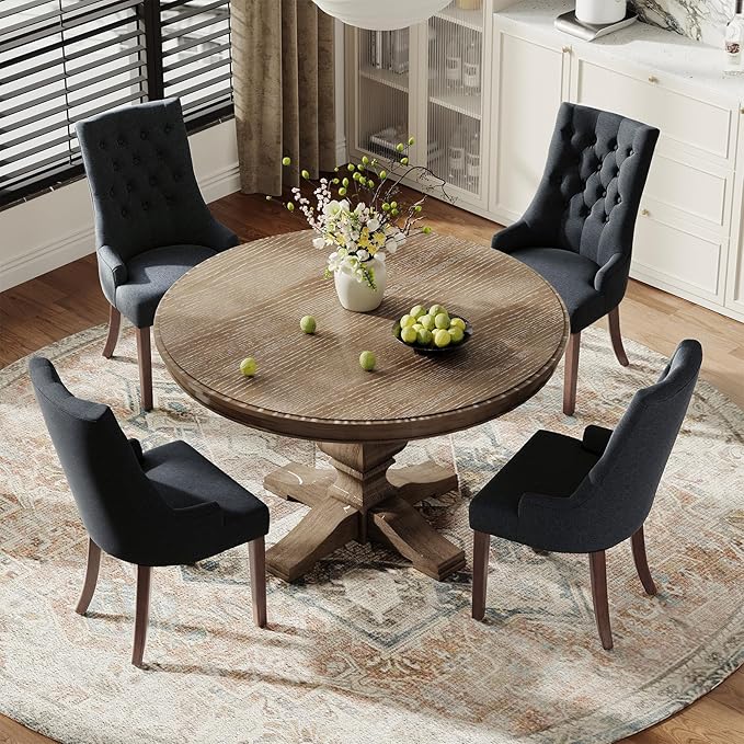 COLAMY Fabric Side Dining Chairs Set of 6, Wingback Upholstered Dining Room - Image 8