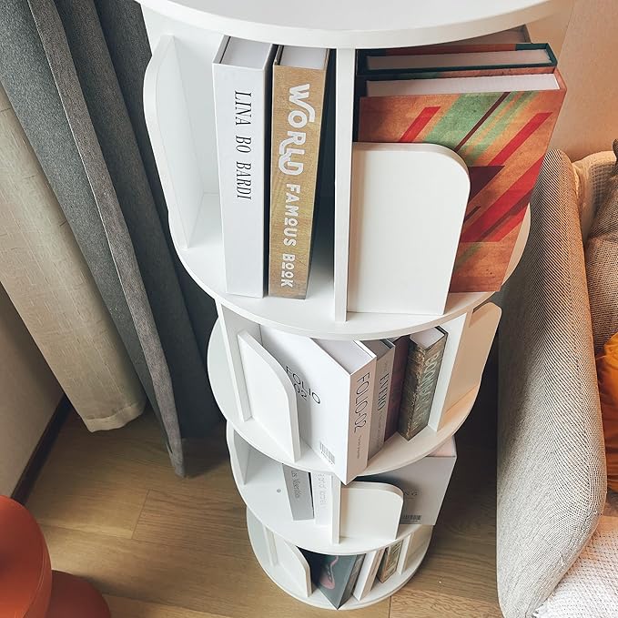 Heehee Rotating Bookshelf 360 Display Floor Standing Bookcase Storage Rack - Image 4