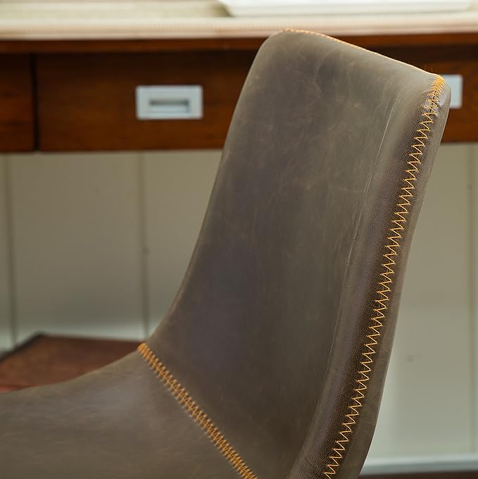 Roundhill Furniture Lotusville Vintage PU Leather Barstools, Antique Brown - Image 7