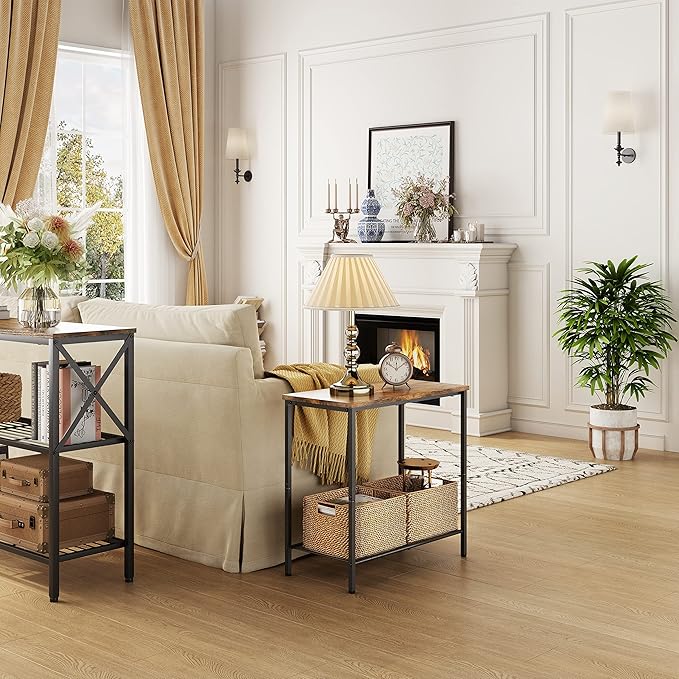 Hoctieon 2 Tier End Table, Sofa Side Table, Narrow Side Table - Image 8