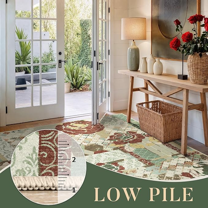 GENIMO 5X7 Floral Area Rugs for Living Room, Machine Washable Non Slip Vintage - Image 7