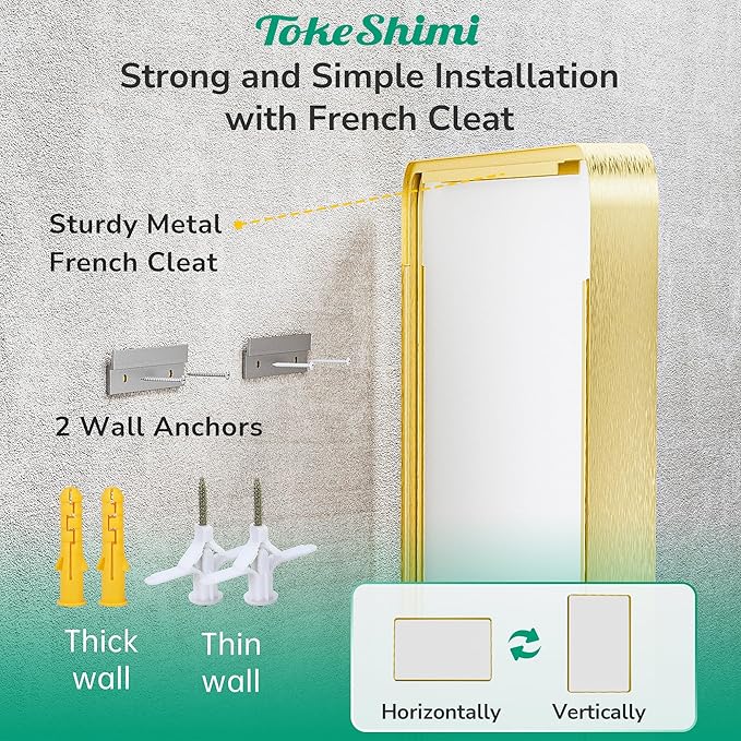 TokeShimi 48x36 Gold Bathroom Mirror - Image 7