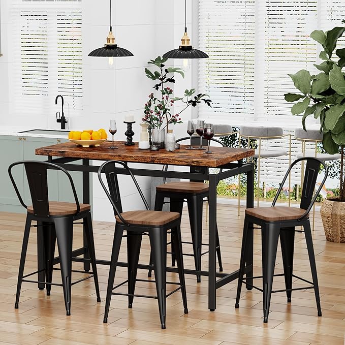 Changjie Furniture 26 Inch Metal Barstools Set of 4 Counter Height Bar Stools - Image 8