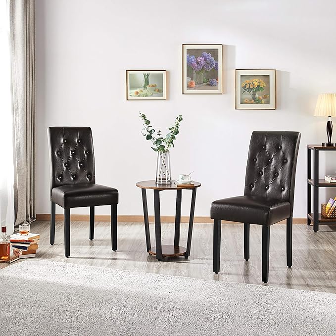 Yaheetech Dining Chairs Set of 4 Modern Style Faux Leather Dining Room Chairs - Image 2