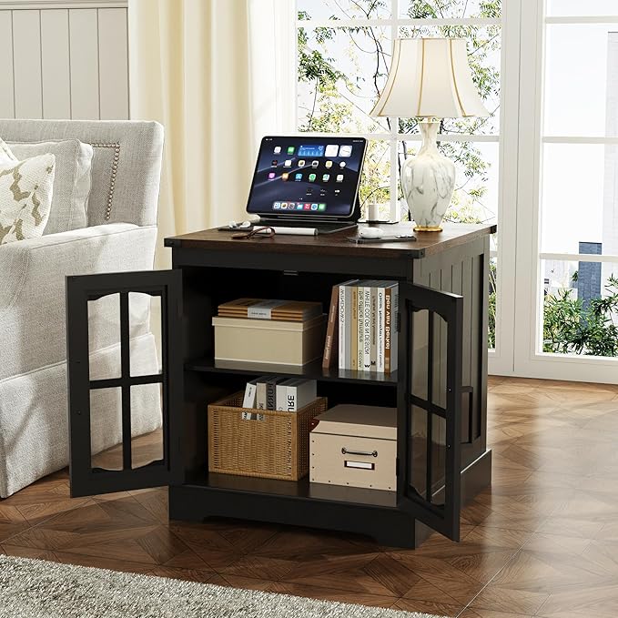 ChooChoo Rustic End Table, Square Bedside Table - Image 8