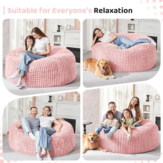 HABUTWAY 5FT Bean Bag Chair, Memory Foam Beanbag Chair - Image 4