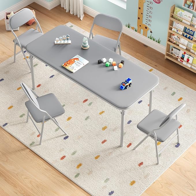 IDEALHOUSE 5 Piece Folding Kids Table and Chairs Set, Children's Activity Table - Image 2