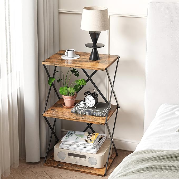 3-Tier End Table Set of 2 Small Side Table Tall Bedside Night Stand - Image 6