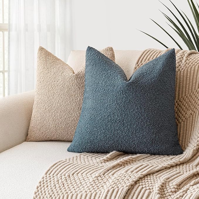 Foindtower Pack of 2 Modern Textured Boucle Throw Pillow Covers Accent Solid - Image 5