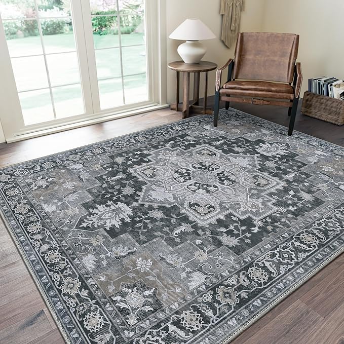 GENIMO 10x12 Area Rugs for Living Room, Machine Washable Non Slip Vintage Rugs by GENIMO