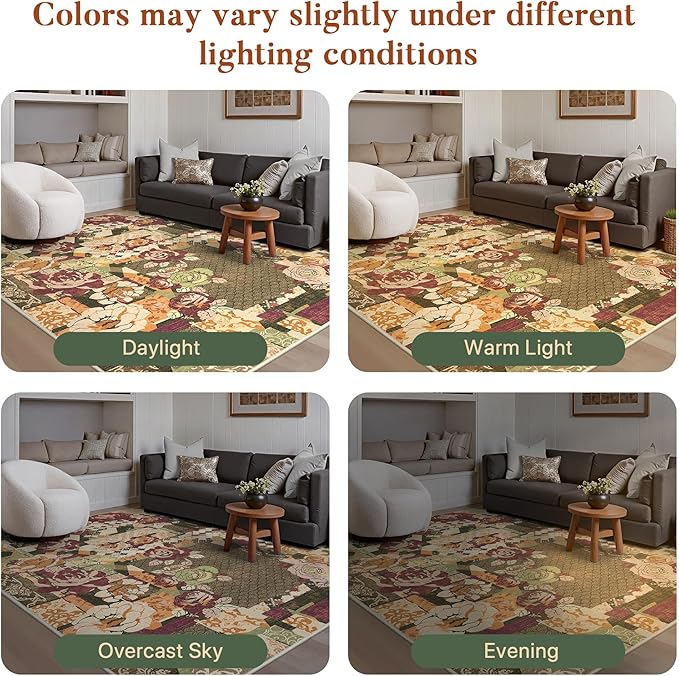 GENIMO Area Rug 2x3 Doormat, Machine Washable Low Pile Rugs, Small Floral - Image 6
