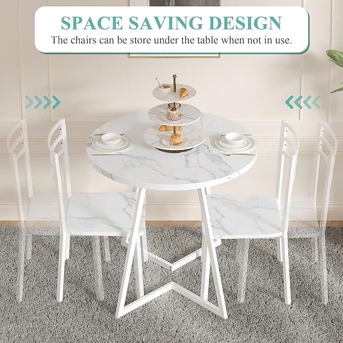 VECELO Round Dining Room Table - Image 5