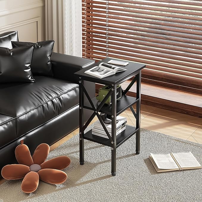 VECELO End Table, Bedside Table, X-Design Reinforced Nightstands, Side Table - Image 6