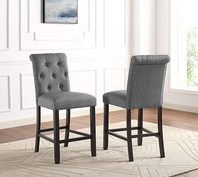 Roundhill Furniture Hendley Solid Wood Tufted Counter Height Stools by RoundhillFurniture