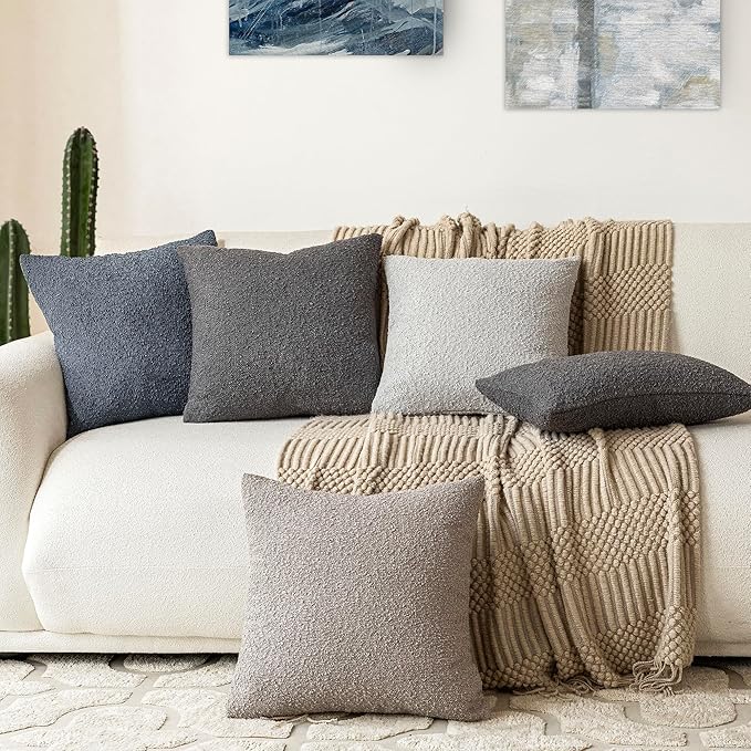 Foindtower Set of 2, Decorative Textured Boucle Throw Pillow Covers Accent - Image 7