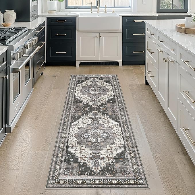GENIMO 2X6 Hallway Runner Rug, Machine Washable Non Slip Vintage Floral - Image 3