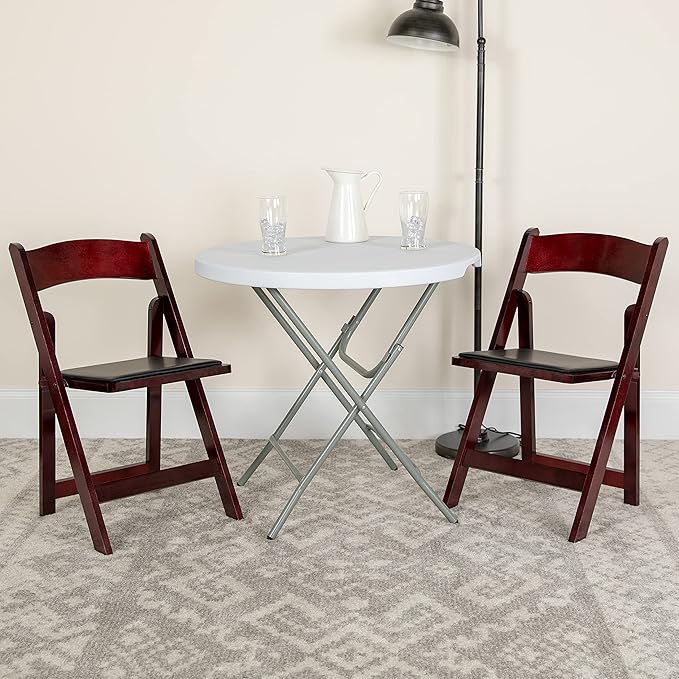 Flash Furniture 4 Pack HERCULES Series Mahogany Wood Folding Chair - Image 2