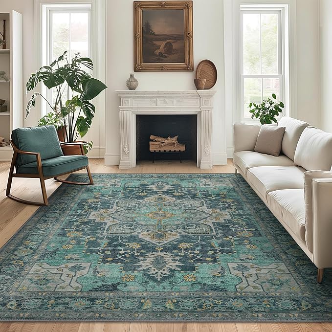 GENIMO 7'6''x9'6'' Area Rugs for Living Room, Machine Washable Non Slip Vintage by GENIMO