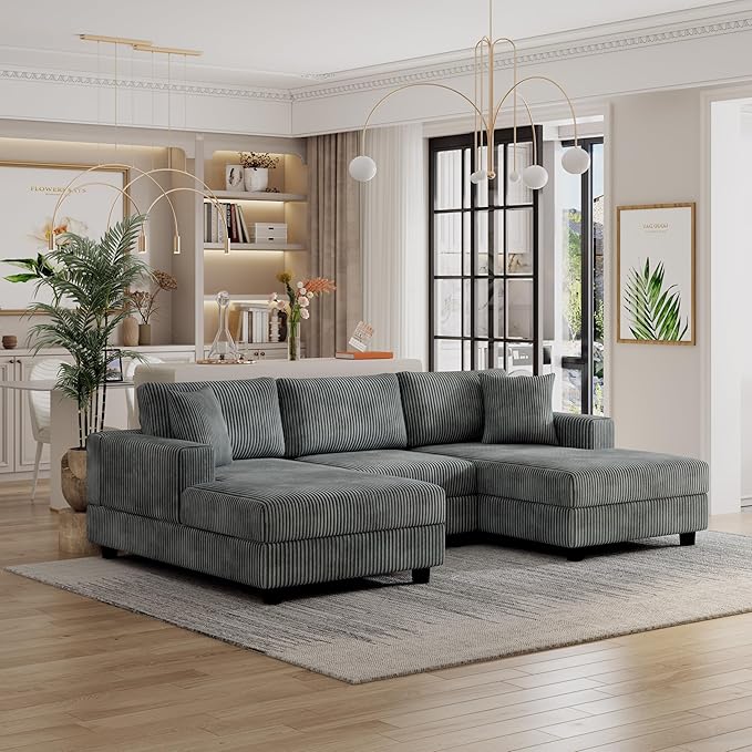99" Symmetrical U Shaped Reversible Modular Sectional Sofa, Convertible Sofa - Image 4