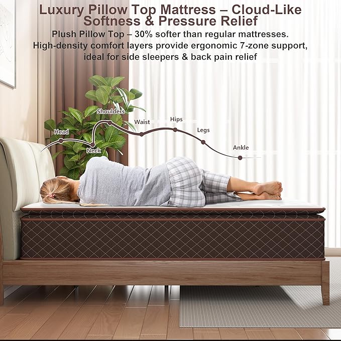 Queen Mattress, 14 Inch Pillow Top Queen Size Mattress – Plush Comfort - Image 5