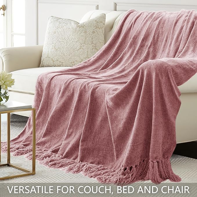 Chenille Throw Blanket for Couch 50"X 60", Soft Cozy Throws - Image 4