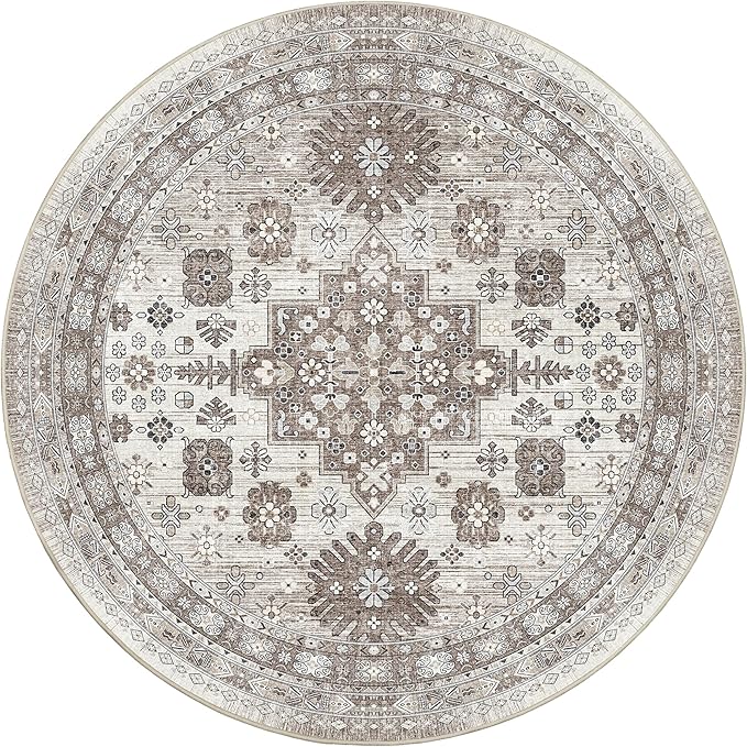zesthome 8ft Round Rugs for Living Room, Non-Slip Washable Round Area Rugs - Image 2