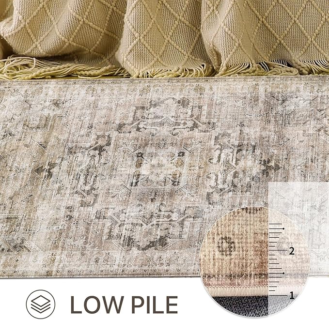 GENIMO 8x10 Area Rugs for Living Room, Machine Washable Non Slip Vintage Rugs - Image 5